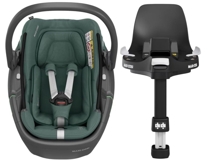 MAXI-COSI CORAL 360 lekki fotelik dla noworodka 40-75 cm | Essential Green |  baza ISOFIX FamilyFix 360