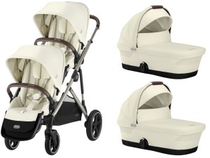 CYBEX Gazelle S bliźniaczy wózek głęboko spacerowy 2w1 | Seashell Beige