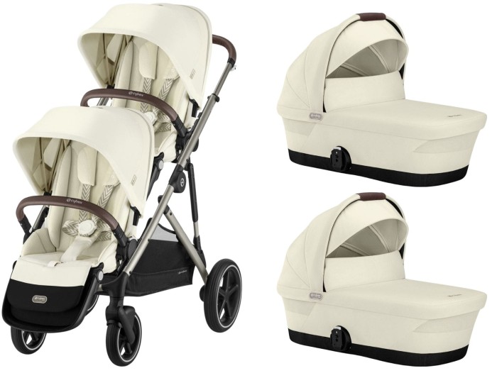 CYBEX Gazelle S bliźniaczy wózek głęboko spacerowy 2w1 | Seashell Beige