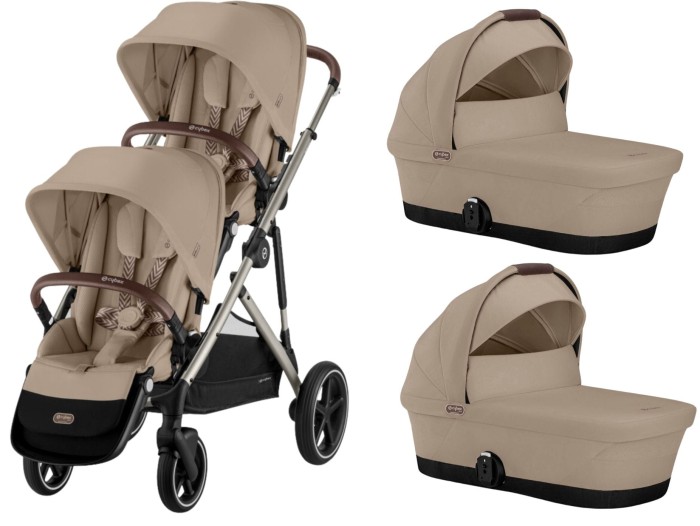 CYBEX Gazelle S bliźniaczy wózek głęboko spacerowy 2w1 | Almond Beige