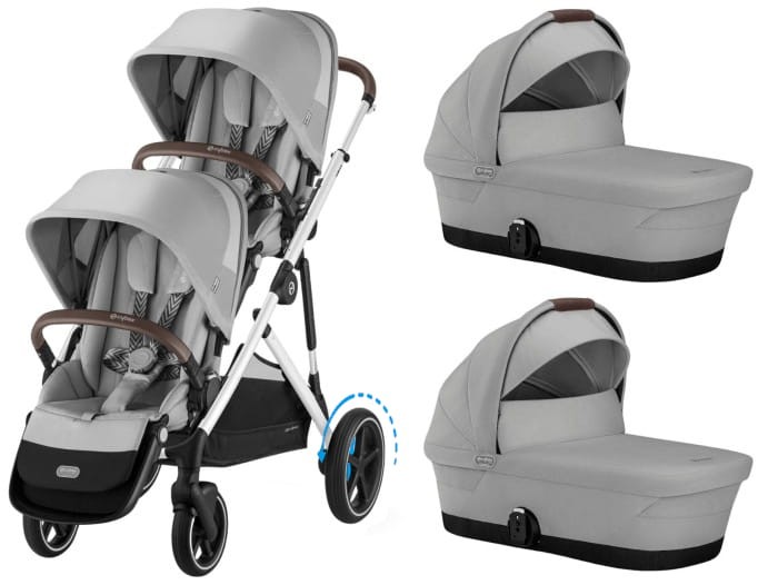 CYBEX e-Gazelle S elektryczny wózek bliźniaczy 2w1 | Stone Grey