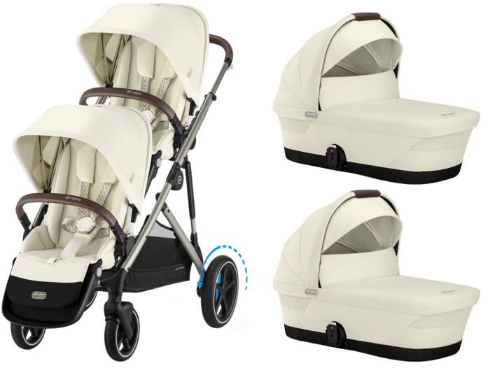 CYBEX e-Gazelle S elektryczny wózek bliźniaczy 2w1 | Seashell Beige