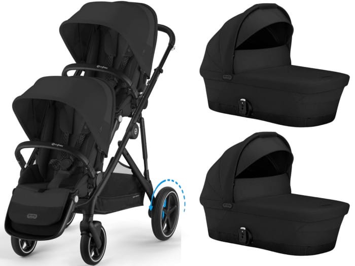 CYBEX e-Gazelle S elektryczny wózek bliźniaczy 2w1 | Moon Black