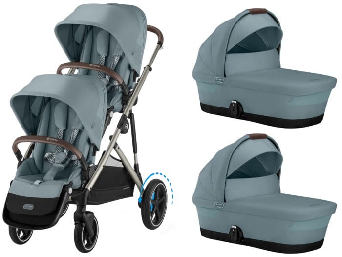 CYBEX e-Gazelle S elektryczny wózek bliźniaczy 2w1 | Stormy Blue