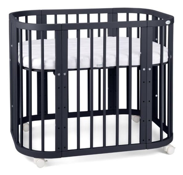 WALDIN 5w1 z MATERACEM łóżeczko z opcją kołyski | Grafit