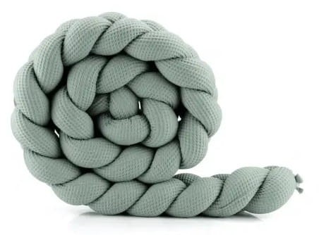 WALDIN bawełniany warkocz do łóżeczka 210 cm | Zgaszona Zieleń