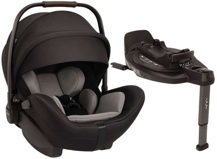 NUNA ARRA FLEX fotelik dla noworodka | wysuwana baza ISOFIX CURV | Caviar