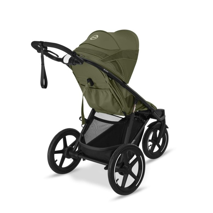 Wózek biegowy Cybex Avi Spin w kolorze zielonym moss green, widok z tyłu pod kątem