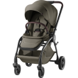 Wózek Britax Romer Rio 2w1 w kolorze Urban Olive, widok pod kątem. Prezentuje siedzisko spacerowe przodem do kierunku jazdy, z brązowymi detalami na rączce i pałąku.