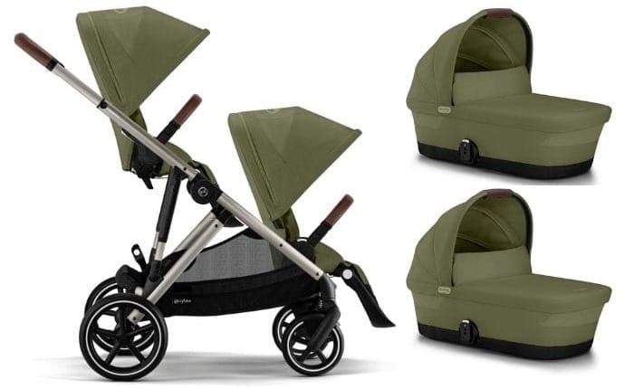 CYBEX e-Gazelle S elektryczny wózek bliźniaczy 2w1 | Moss Green