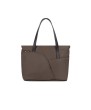 Torba pielęgnacyjna Venicci Upline 2 Brownie – elegancka brązowa torba z czarnymi rączkami, dopasowana do wózka.