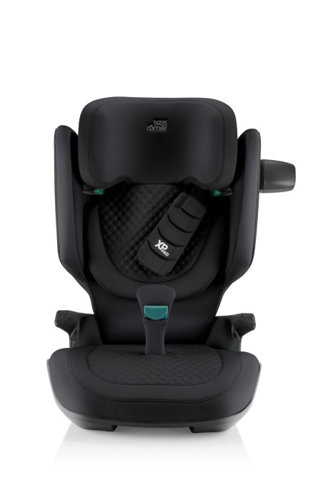 Britax Römer Kidfix Pro Onyx Black – widok frontalny, komfortowe siedzisko i regulowany zagłówek