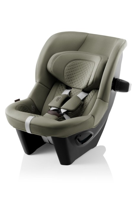Fotelik samochodowy Britax Römer Max-Safe Pro Urban Olive – widok 3/4 z przodu, elegancka tapicerka oliwkowa, regulowana ochrona boczna SICT