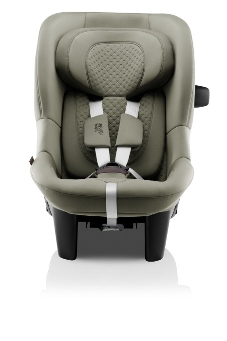 Max-Safe Pro Britax Römer Urban Olive – widok od przodu, system 5-punktowych pasów i ergonomiczny zagłówek