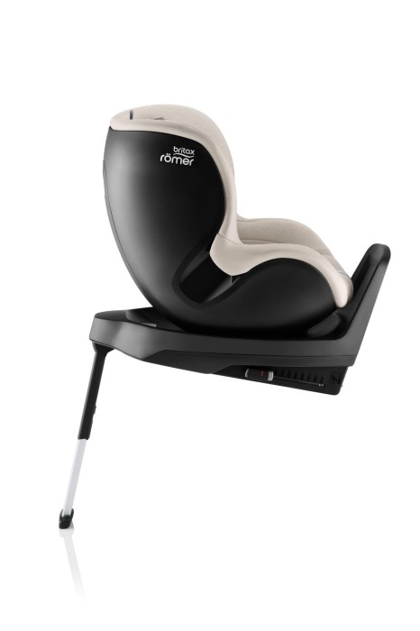 Britax Römer Dualfix M Plus Teak – fotelik w pozycji pionowej, montaż RWF, beżowa tapicerka Teak, ergonomiczne siedzisko z ochroną boczną.