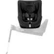 Britax Römer Dualfix 5Z Onyx Black – fotelik ustawiony pod kątem 90°, z wkładką Comfort Insert, ukazany na białym tle z wyszarzoną bazą, ułatwiający wkładanie dziecka.
