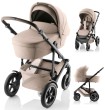 Britax Römer Smile 5Z Teak – widok gondoli i spacerówki, tkanina w odcieniu ciepłego beżu Teak, czarny stelaż.