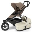 Wózek 2w1 Thule Urban Glide 3 Tined Taupe z gondolą w kolorze beżowym – elegancki wózek terenowy z dużymi kołami.