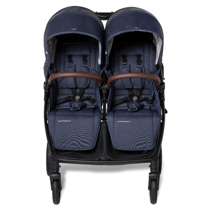 wózek dziecięcy mast m.twin x - rok po roku lub dla bliźniąt - kolor blueberry - wersja z dwoma siedziskami - widok od przodu