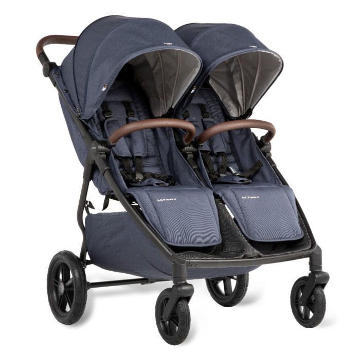 mast m.twin x - wózek bliźniaczy - wersja spacerowa - widok od przodu - kolor blueberry