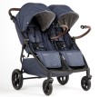 mast m.twin x - wózek bliźniaczy - wersja spacerowa - widok od przodu - kolor blueberry - barierki ochronne
