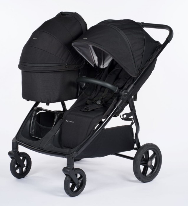 mast m.twin x - wózek bliźniaczy - wersja z siedziskiem i gondolą - kolor onyx