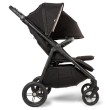 mast m.twin x - wózek bliźniaczy - wersja spacerowa - widok od boku - regulacja podnóżka, wydłużana budka - kolor onyx