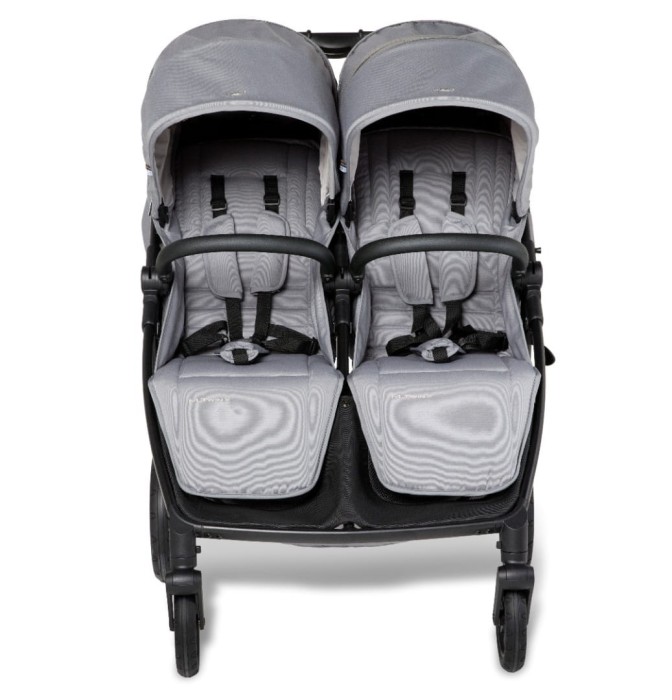 mast m.twin x - wózek bliźniaczy - dwie spacerówki - widok od przodu - kolor koala