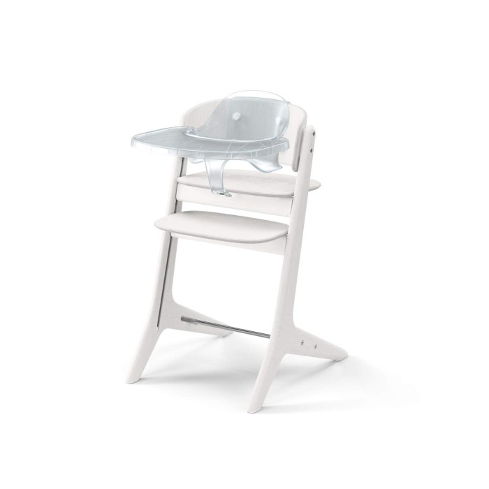 Drewniane krzesełko do karmienia Cybex Lemo Platinum - zestaw z BabySet i tacką - kolor biały
