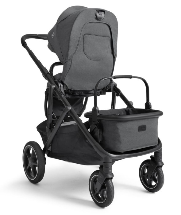 joie versiti - kolekcja signature - wózek spacerowy - wersja pojedyncza z koszem zakupowym - kolor ebony - widok pod skosem