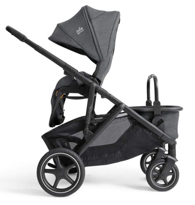 joie versiti - kolekcja signature - wózek spacerowy - wersja pojedyncza z koszem zakupowym - kolor ebony - widok od boku