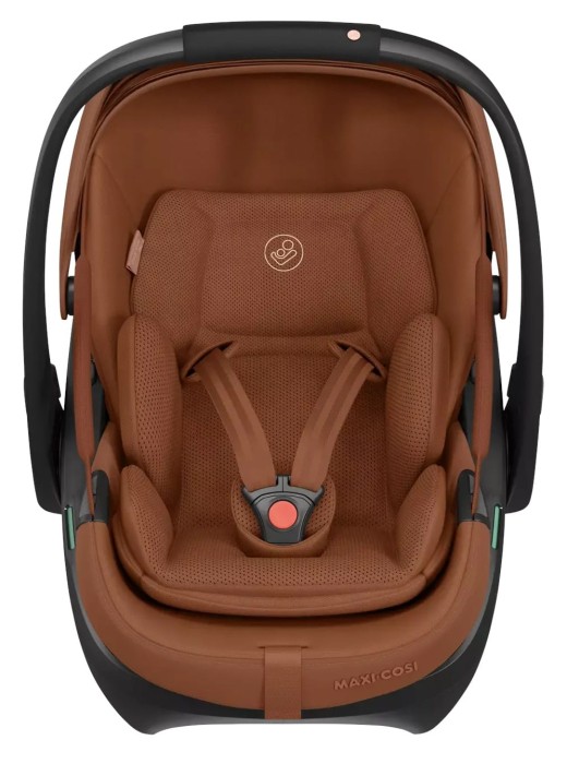 maxi-cosi coral slide pro - modułowy fotelik obrotowy - fotelik dla noworodka - kolor copper terra - czerwony - widok od przodu