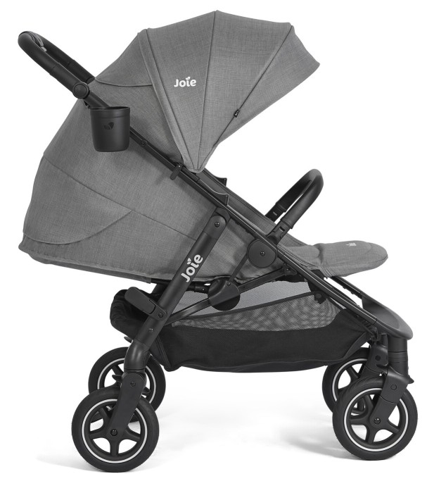 joie mydrift - wózek spacerowy z opcją obrotu wszystkich kół - oparcie na płasko - kolor quartz (szary) - widok od boku