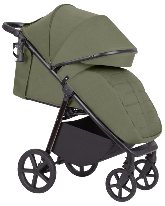 carrello bravo plus 2026 - wózek spacerowy - oparcie na płasko - osłona na nóżki - kolor midnight green - widok od boku