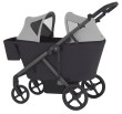 anex modu - wózek typu wagon dla dwójki dzieci - kolor haze (czarny/szary) - wersja z dwoma budkami - widok pod skosem