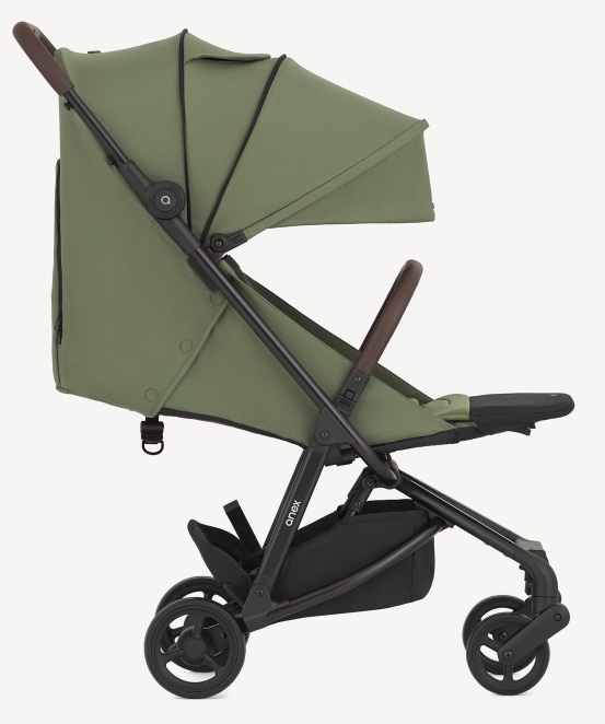 anex air-z plus - wózek spacerowy - kolor elvie (zielony) - siedzisko przodem do kierunku jazdy - pozycja na płasko - widok od boku
