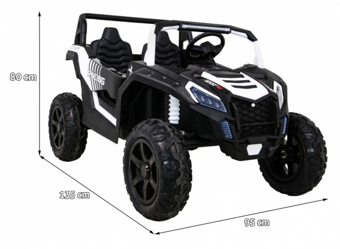 Buggy ATV Strong Racing dla 2 dzieci Biały + Silnik bezszczotkowy + Pompowane koła + Audio LED-2 6668 