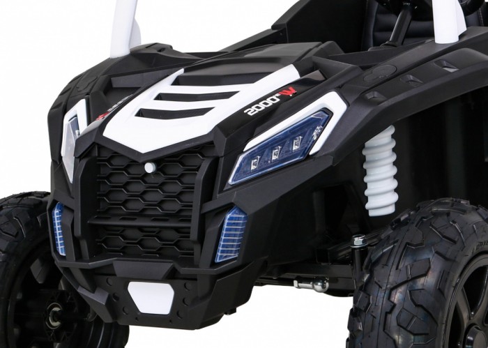 Buggy ATV Strong Racing dla 2 dzieci Biały + Silnik bezszczotkowy + Pompowane koła + Audio LED-10 6668 