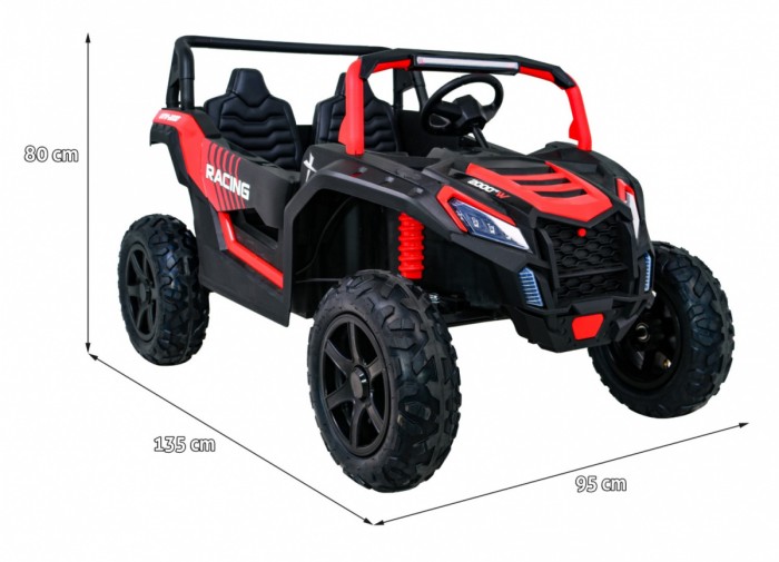 Buggy ATV Strong Racing dla 2 dzieci Czerwony + Silnik bezszczotkowy + Pompowane koła + Audio LED-2 6669 