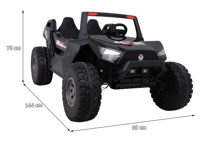Buggy Clash na akumulator dla 2 dzieci Czarny + Pilot + Napęd 4x4 + Regulacja siedzenia + Radio MP3 + LED-13 6672 