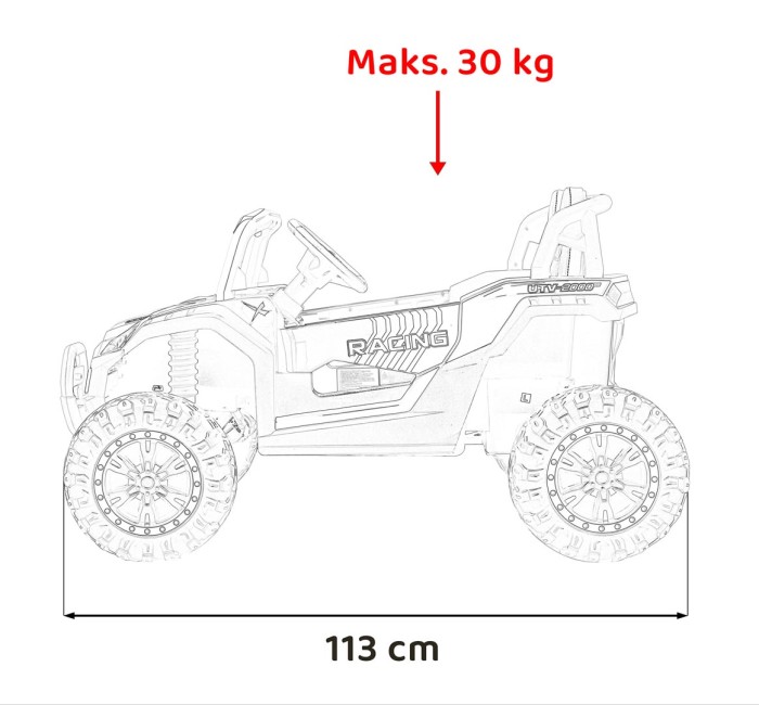 Buggy UTV 2000M Racing Auto na akumulator Biały + MP3 Dźwięki Światła + Pilot + Wolny Start-13 6688 