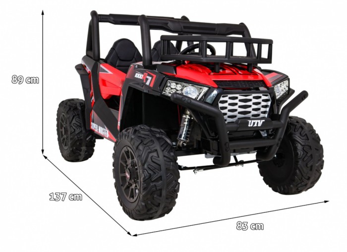 Buggy UTV Terenówka dla dzieci Czerwony + Pilot + Bagażnik + Wolny Start + EVA + MP3 LED-2 6693 