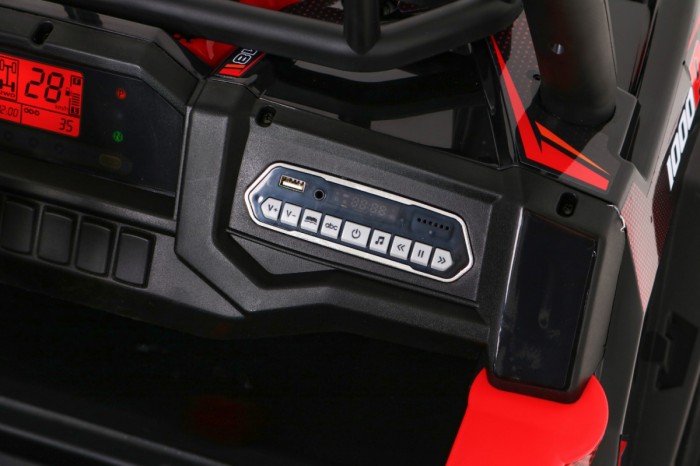 Buggy UTV Terenówka dla dzieci Czerwony + Pilot + Bagażnik + Wolny Start + EVA + MP3 LED-7 6693 
