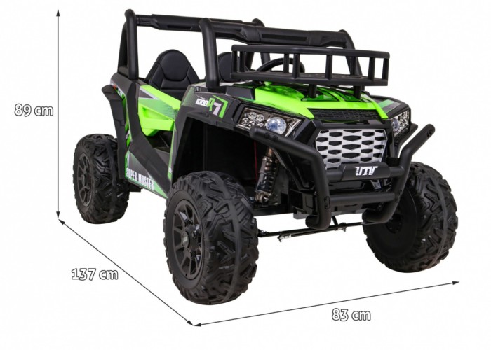 Buggy UTV Terenówka dla dzieci Zielony + Pilot + Bagażnik + Wolny Start + EVA + MP3 LED-2 6694 