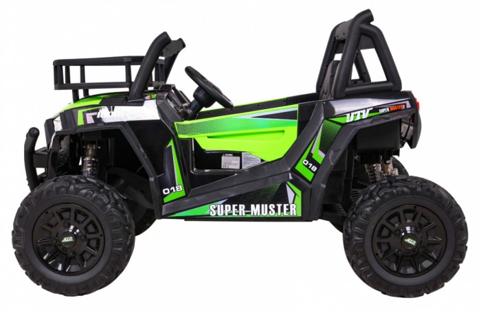 Buggy UTV Terenówka dla dzieci Zielony + Pilot + Bagażnik + Wolny Start + EVA + MP3 LED-4 6694 