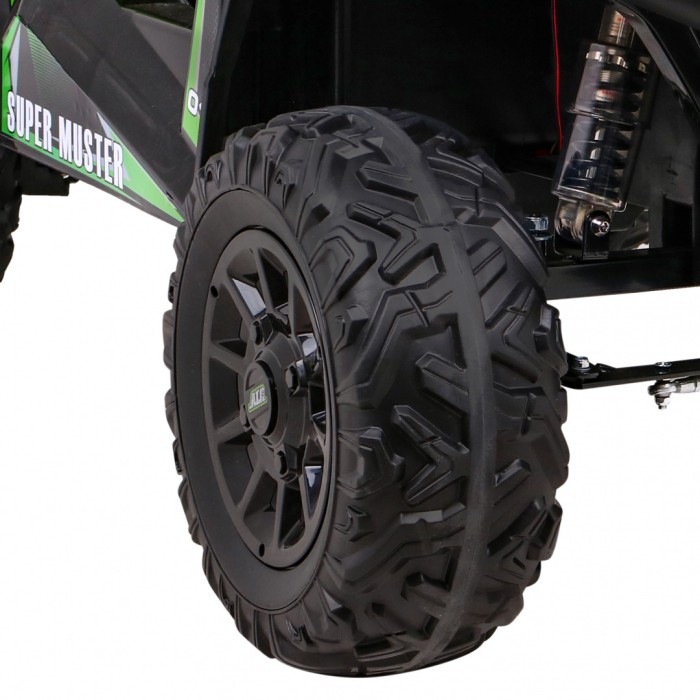 Buggy UTV Terenówka dla dzieci Zielony + Pilot + Bagażnik + Wolny Start + EVA + MP3 LED-17 6694 