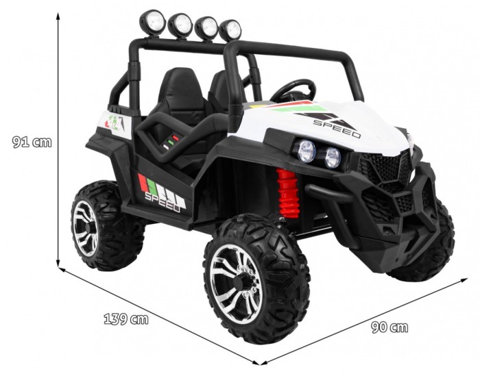 Grand Buggy Strong Lift dla dzieci Biały + Napęd 4x4 + Pilot + Bagażnik + Radio MP3 + LED-2 6704 