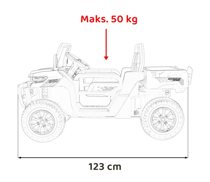 Auto Pick-Up Speed 900 dla dzieci Biały + Napęd 4x4 + Ruchomy kiper + Bagażnik + Pilot + Łopatka + Audio LED-19 6721 
