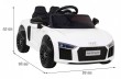 Audi R8 na akumulator dla dzieci Biały + Pilot + EVA + Wolny Start + MP3 LED-2 6853 