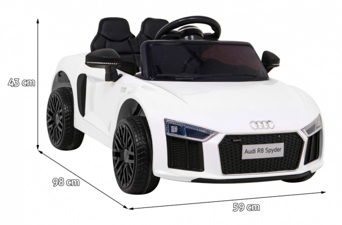 Audi R8 na akumulator dla dzieci Biały + Pilot + EVA + Wolny Start + MP3 LED-2 6853 